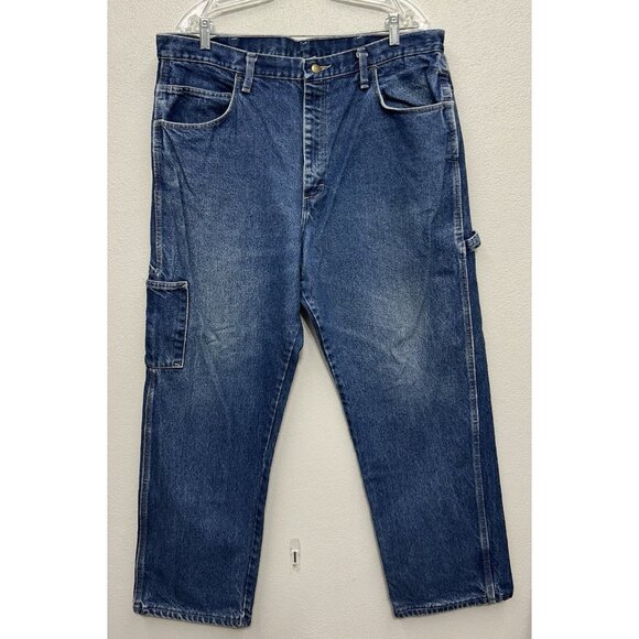 Bulwark FR Jeans Mens 38x30 Blue Fire Resistant Carpenter Straight Work Denim - Picture 1 of 6